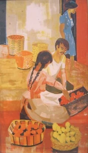 Vintage Georges Lambert Rare signed LE Litho "Mexican Marketplace" - Picture 1 of 2