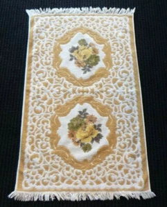 Vtg Penneys Fashion Manor Tan White Sculpted Bath Towel Gold Roses 24x40 - Picture 1 of 5