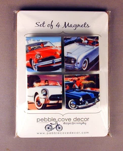 Refrigerator Magnets Vintage Auto Old Cars Set of 4 Made in USA Free U.S. Ship - Picture 1 of 2