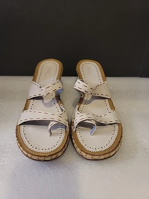 Sandalia Clarks Indigo Cuero Marfil Punta Abierta Cuña Cordel, Talla 9.5M Foto 1 de 4