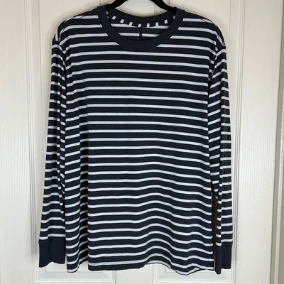 Top Lululemon Manga Larga Rayas Cuello Redondo Wms L/XL Negro Blanco Atlético Informal Foto 1 de 4