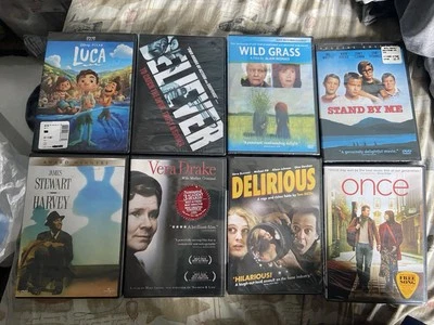 8 DVD LOT BRAND NEW SEALED: Luca, Stand By Me, Harvey, Once, Delirious - Image 1 of 2