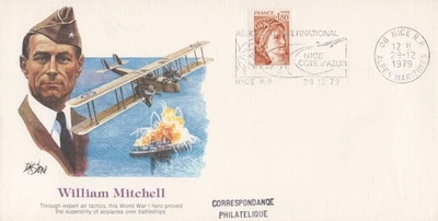 William Mitchel Aviation Pioneer France Military Cover Zayix Stamps 1024A0221 - Image 1 of 2
