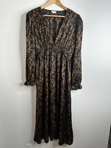 Atelier Evene Button Down Maxi Dress M/L Floral Long Sleeve Boho Fairy Satin - Picture 1 of 17