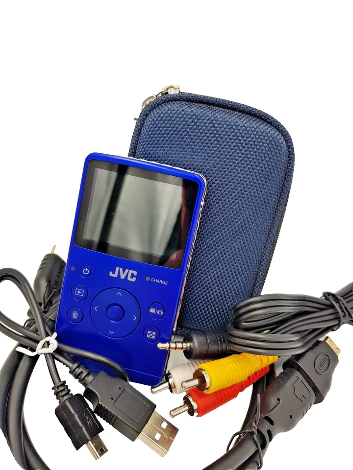 JVC GC-FM1AE PICSIO HD Memory Camera Portable Pocket Video Camcorder - Blue - Image 1 of 4