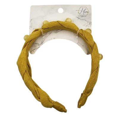 Hive and Co. Diademas Trenza Sedoso Antiguo Oro Textura Anudado Torcido Amarillo Mostaza Foto 1 de 4