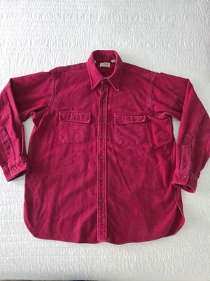 Vintage LL Bean Shirt Mens M Red Chamois Cloth Heavyweight Made In USA - Image 1 of 4