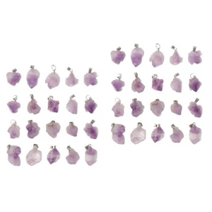 2 Count Amethyst Pendant Necklace Charms for Jewelry Making Small Stone - Picture 1 of 12
