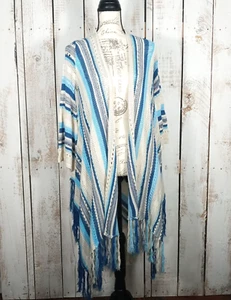 Neu Häkel Strick Cardigan Staubtuch Boho Medium vorne offen Hippie Vibe Fransen Glocke - Bild 1 von 9