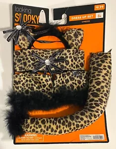 Leopard Cheetah CAT 5 Pc Costume Ears Tail Set Dress Up Kitty Cosplay Costume - Imagen 1 de 3