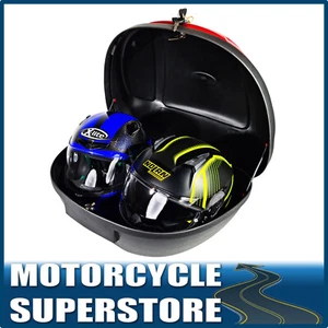 MOTORCYCLE TOP BOX EXTRA LARGE XL 52L MOTORBIKE SCOOTER LUGGAGE FITS 2 HELMETS - Picture 1 of 7