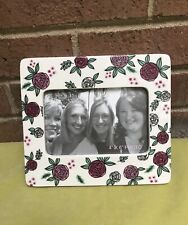 ￼LoveLy Ceramic/Porcelain Photo Frame 7 X 8 in White W/hand-Painted Roses ￼