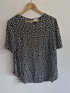 GP & J Baker H&M Blouse Collaboration Black White 40 Chest Geometric - Picture 1 of 7