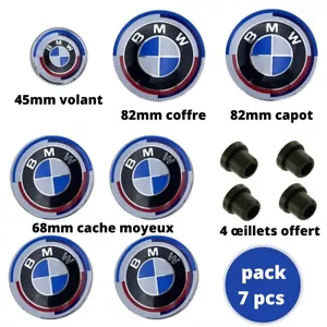 7 LOGO Emblème BMW 50E Anniversaire 4 X68mm + 82mm + 82mm + Volant 45mm - Picture 1 of 7