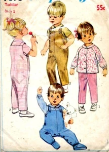 Cut Sewing Pattern Toddler Dungarees Overalls Romper Shirt Size 1 - 1967 - Picture 1 of 2
