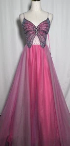 Glamour by Terani Couture Maxikleid Kleid 8 Schmetterling Perlen rosa Spaghetti 389 $ - Bild 1 von 19