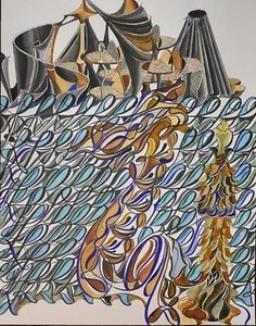 Abstract Kinetic Calligraphy fences ink on paper 14 x 18 - Picture 1 of 1