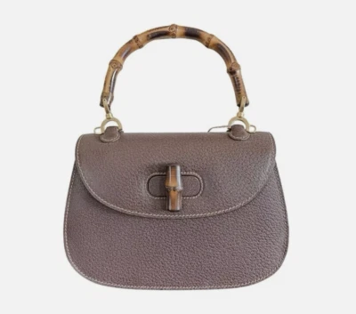 Authentic Gucci Bamboo 1947 Small Top Handle Bag Brown Taupe Leather Tote - Image 1 of 4