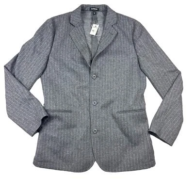 Chaqueta de Traje Convertible Express Talla 40L Para Hombres Gris Ajustada Rayas Lujo Cómoda  Foto 1 de 4