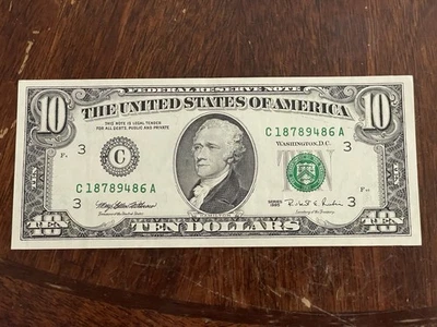 (2) 1995 - $10 Dollar Bill Note Clean Crisp Sequential Number 18789486 18789487 - Image 1 of 4