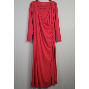 Soft Surroundings Shapely Anywhere Maxikleid Gr. 1X Rot Langarm Faux Wickeloptik - Bild 1 von 6