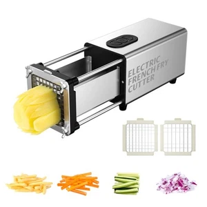 Electric French Fry Cutter, Automatic Potato Cutter Stainless Steel with 1/2 ... - Picture 1 of 7