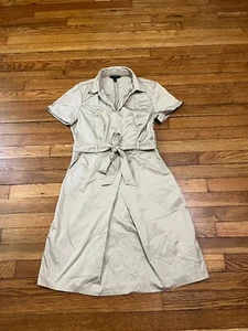 Banana Republic Utility-Kleid mit Bindeband Taille khaki beige Damengröße 4 Kragen - Bild 1 von 4