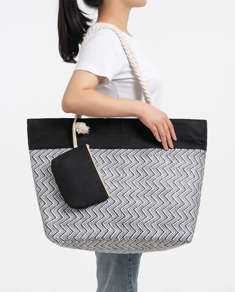 axy XXL Jute Strandtasche Tasche Shopper Tragetasche Badetasche Wasserdicht Groß