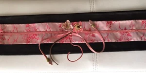 NWOT New Authentic Prada Pink Leather Flowers Obi Kimono Wide Belt 28 70 XS S - Picture 1 of 8