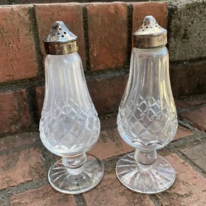 Vintage Pair Of Waterford Crystal Footed Salt And Pepper Shakers Lismore Glass - Picture 1 of 1