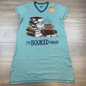 NWT Lazy One Booked Tonight V-Neck Nightshirt Women’s S/M Blue Turquoise Pajamas - Picture 1 of 12