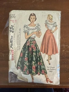 1940s Vintage Simplicity 2572 Peasant Festive Maxi Summer Skirt Sewing Pattern - Picture 1 of 3