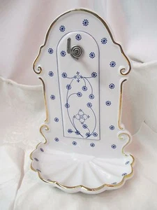 Atq German Neundorf Porcelain Wall mount blue white Kitchen Towel Utensil holder - Picture 1 of 6