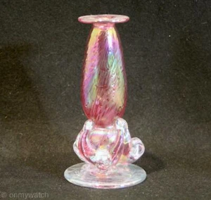 Jarrón IRIDISCENTE De Colección MYNATT FIRMADO EN EE. UU. 🇺🇸 Soplado Studio ArT GLaSs 51/4" h EXCELENTE - Imagen 1 de 12