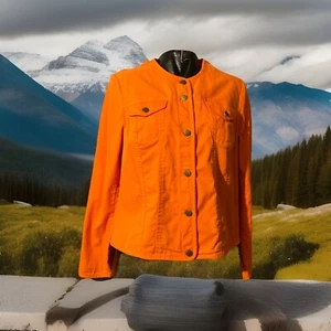 Pendleton Kragenloser Shaket Damen Orange Large 98 % Baumwolle 2 % Elasthan - Bild 1 von 5