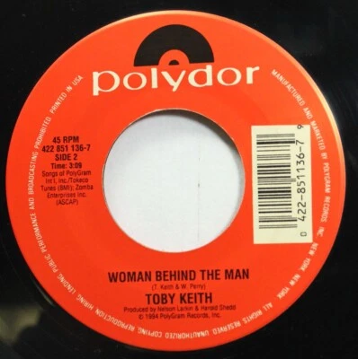 Country 45 Toby Keith - Woman Behind The Man / Upstairs Downtown On Polydor - Image 1 of 2