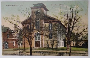 Illinois Postcard 1909 Rare Galesburg Beacher Chapel Franklin Stamp Spry  - Picture 1 of 11