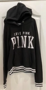 Victoria's Secret PINK Womens Graphic Hoodie Size M Black 215 - Picture 1 of 7
