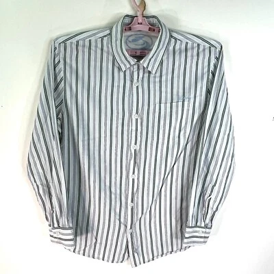 Camisa Kirra a Rayas Abotonada Para Hombre Talla L Blanca Gris Manga Larga Foto 1 de 4