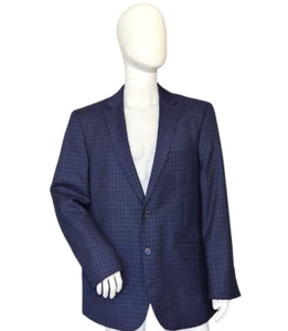 Bachrach 1877 Navy Plaid Check Wool Men's Sport Coat Jacket 47R now (44R Tag) - Picture 1 of 23