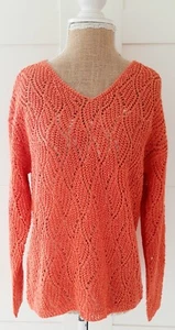Suéter Jersey Tejido Linea Tesini Damas Naranja Brillante Cuello en V Talla 10 NUEVO - Imagen 1 de 6