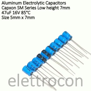 10 pezzi 47uF 16V 85°C Condensatori in miniatura CAPXON SM Serie 5mm x 7mm - Imagen 1 de 2