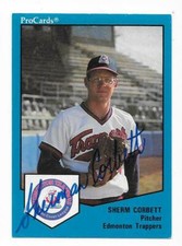 SHERMAN CORBETT 1989 PROCARDS AUTOGRAPHED SIGNED # 547 EDMONTON TRAPPERS ANGELS