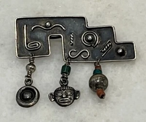Broche prendedor peruano de plata de ley 925 abstracto con cuentas Perú - Imagen 1 de 3