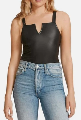 Bodysuit BB Dakota Steve Madden Booked and Bossy Preto Couro Vegano Novo sem etiquetas Tamanho M - Imagem 1 de 4