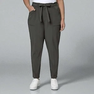 Neu mit Etikett Modern Ambition olivgrüne Freizeithose mit hohem Bund und Bindegürtel Damen XXL - Bild 1 von 9
