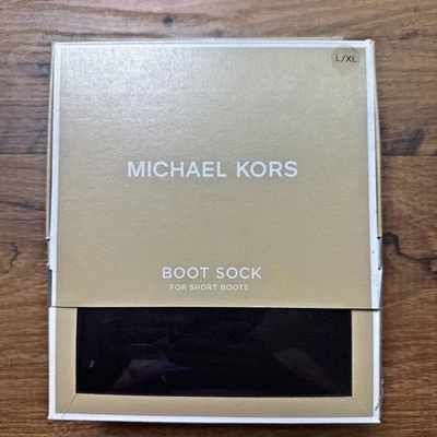 NEW Michael Kors Women's L/XL Black Boot Socks Ribbed Fleece Knit Short Winter - Image 1 of 3