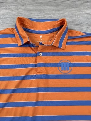 Fairway & Greene Shirt Mens 2XL Orange Blue Striped Performance Golf Polo XXL - Image 1 of 4