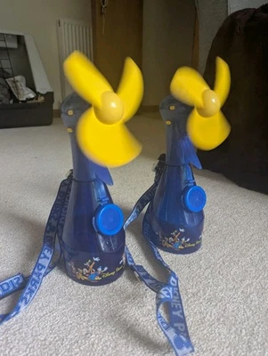 2x Disney Misting Water Spray Bottles with Fan & Lanyard Mickey Design (Working) - Image 1 of 4