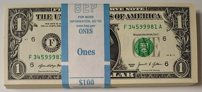  2021 Uncirculated $1 Pack BEP- Fancy Serial #s- #34599999 & #34600000 Included - Image 1 of 4